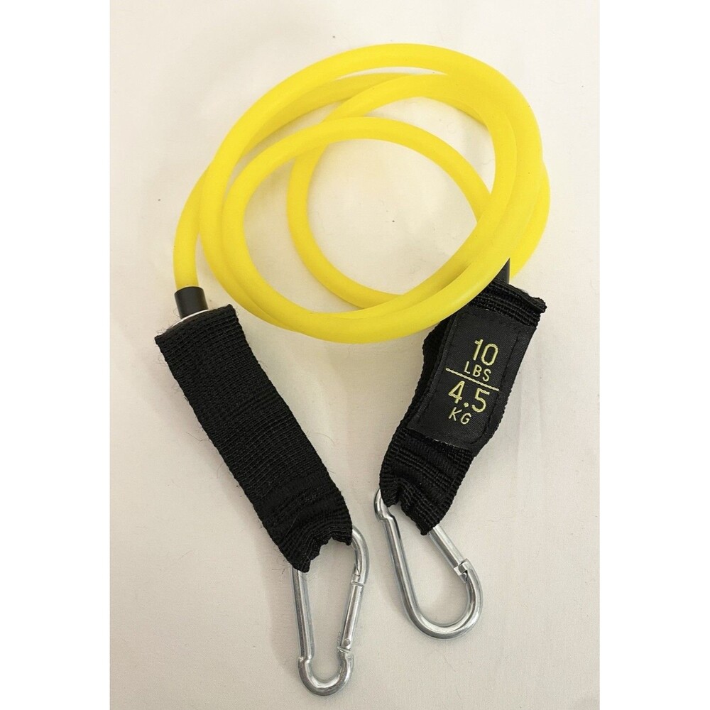 NEW 10 LB 4.5 KG Exercise Band Resistance Tube Latex Yellow Silver Hook Home Gym